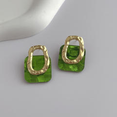 925 needle color resin square shape ear studs