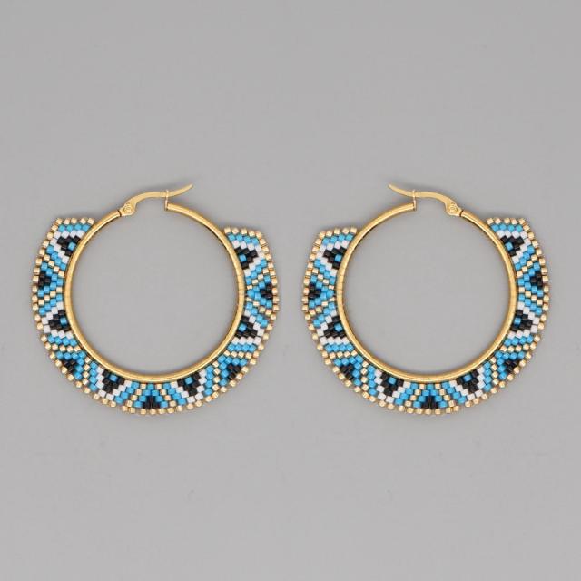 National miyuki beads hoop earrings