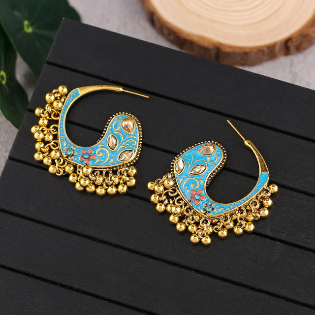 Color enamel jhumka earrings