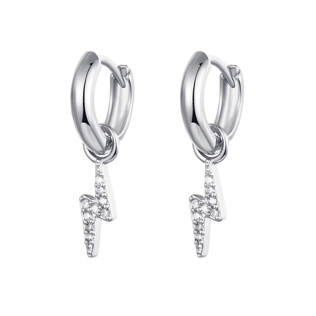 Rhinestone flash cross tiny huggie earrings