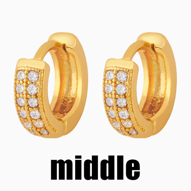 3 size diamond huggie earrings