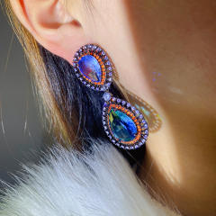 Luxury blue color cubic zircon drop earrings for women