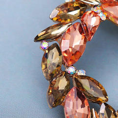 Pink color glass crystal statement ear studs