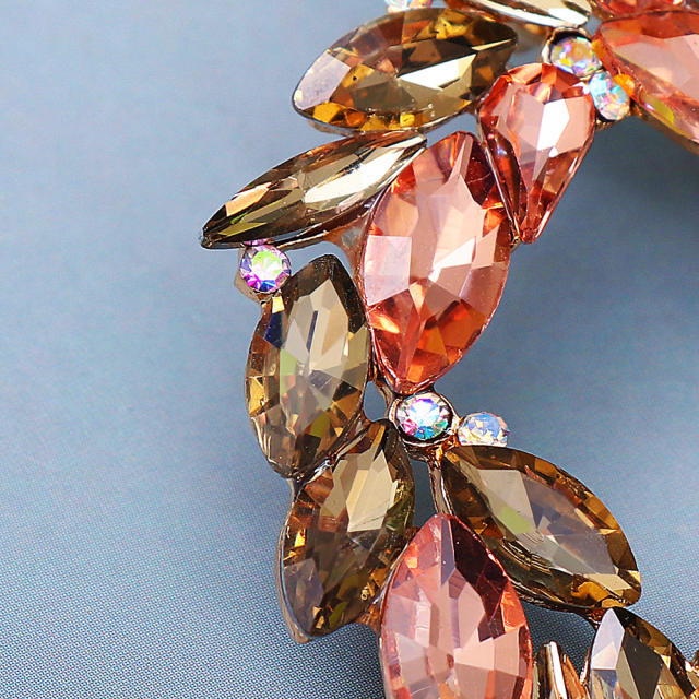 Pink color glass crystal statement ear studs