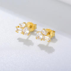 S925 sterling silver cubic zircon ear studs