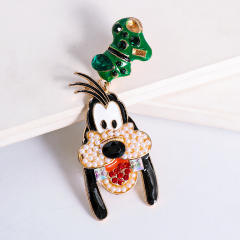 Funny cartoon dog rhinestone setting dangle earrings