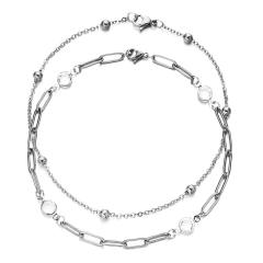 Korean fashion two layer stainless steel anklet