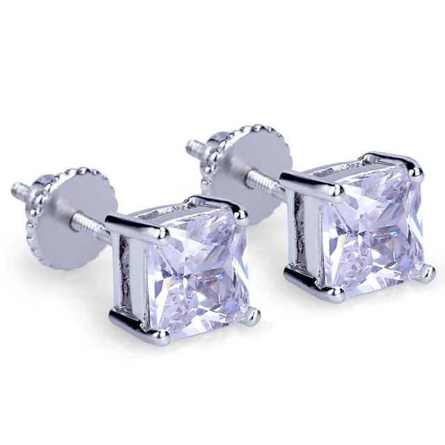 Hip hop 4mm zircon stud earrings