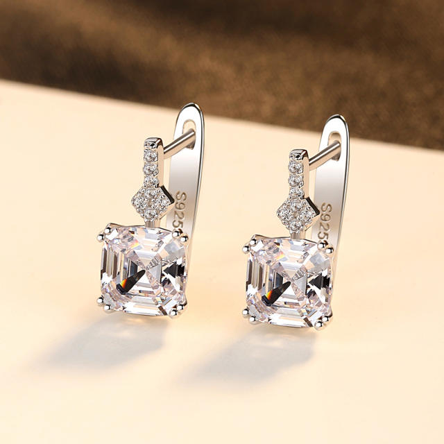S925 pink Morganite crystal huggie earrings