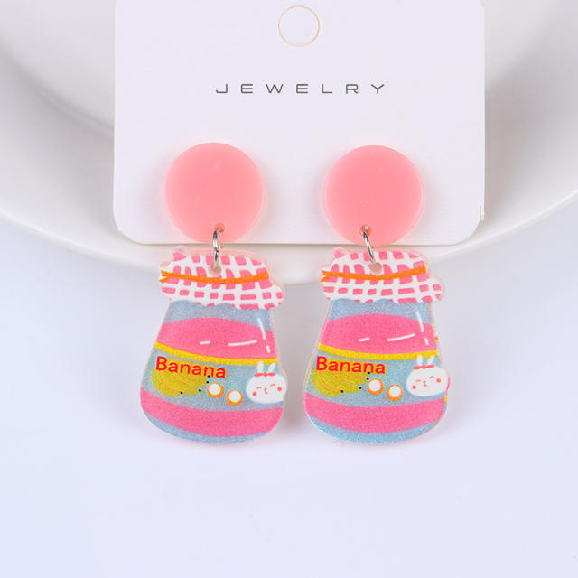 Cute cartoon drink bottle earrings