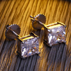 Hip hop 4mm zircon stud earrings
