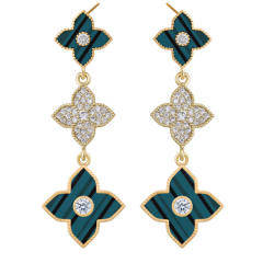 Classic color clover rhinestone dangle earrings