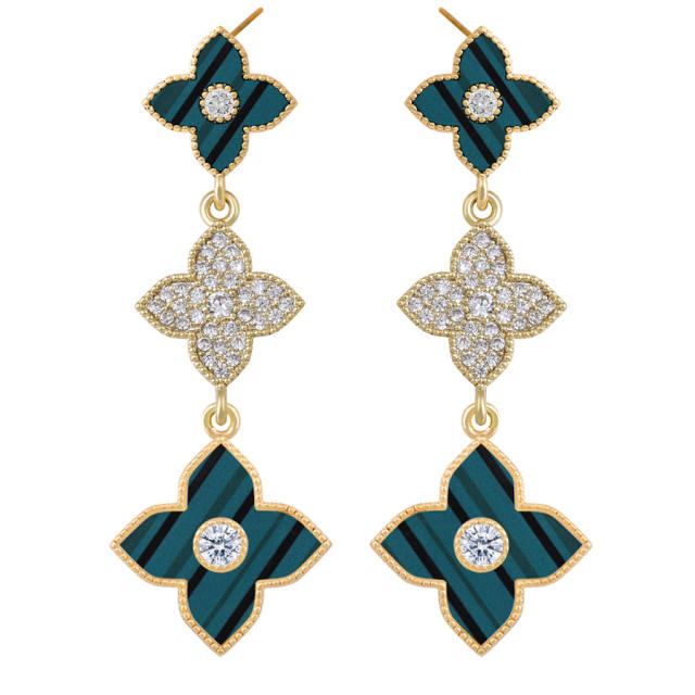 Classic color clover rhinestone dangle earrings