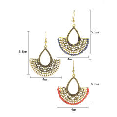 Vintage hollow out fan shape dangle earrings set