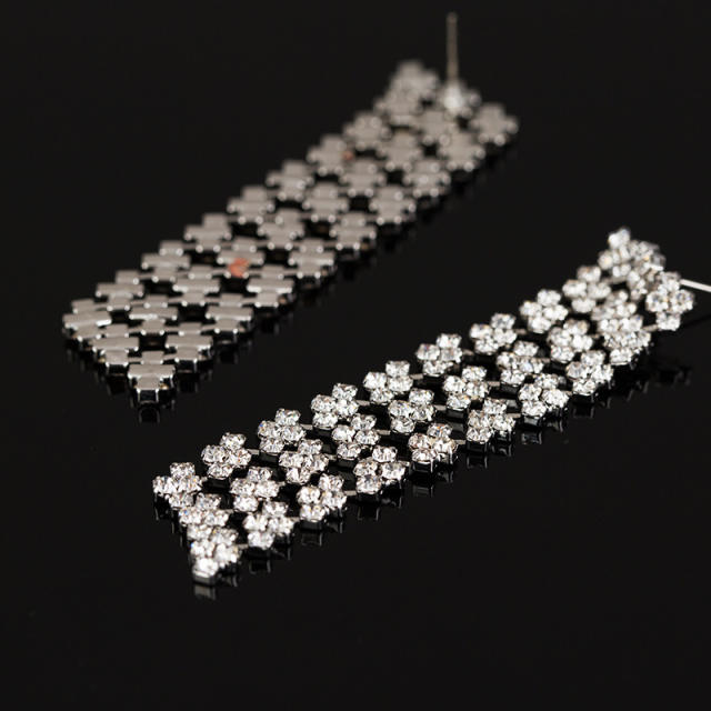 Delicate rhinestone long earrings