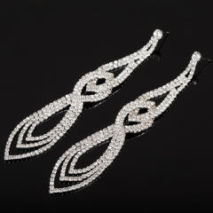 Luxury pave setting rhinestone long earrings