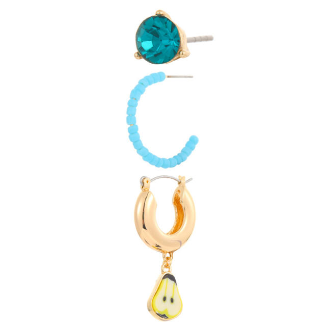 Cute fruit color seed beads earrings set 3pcs