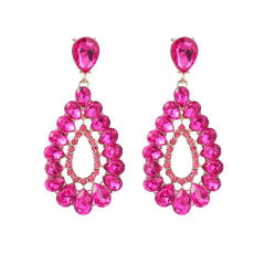Color glass crystal statement drop earrings