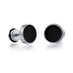 Enamel round vintage black earrings