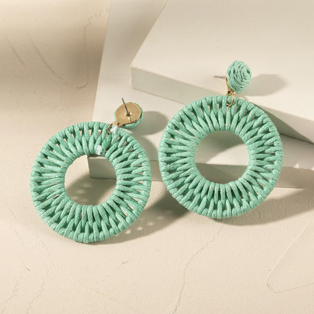 INS wax line braided ring earrings for women