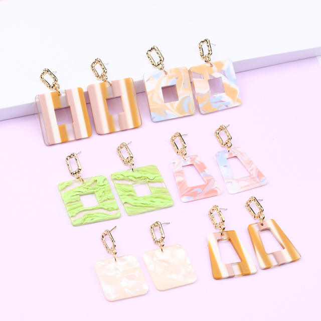 Geometric square hollow dangle earrings