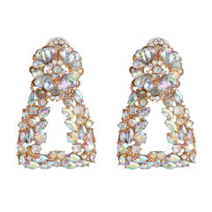 Geometric shape glass crystal statement dangle earrings