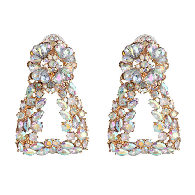 Geometric shape glass crystal statement dangle earrings