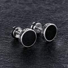 Enamel round vintage black earrings