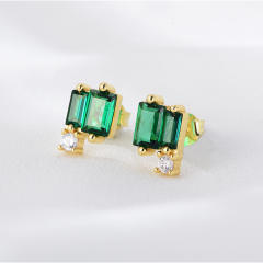 S925 Emerald ear studs
