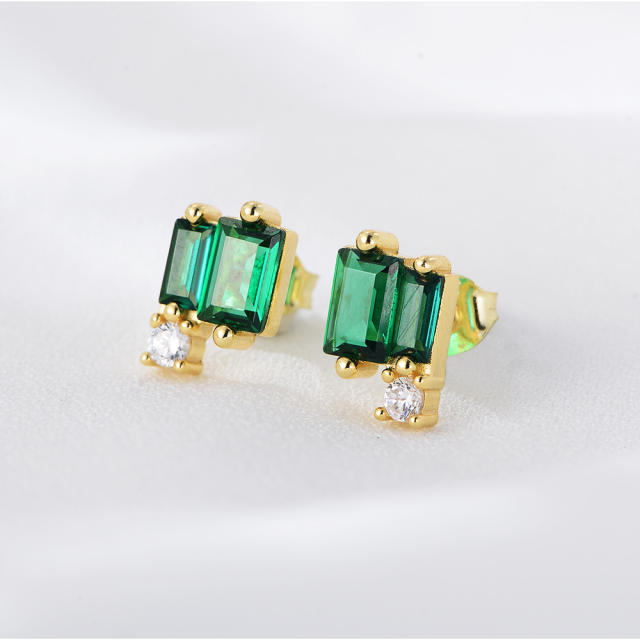 S925 Emerald ear studs