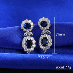 Luxury sapphire blue zircon women earrings
