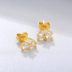 S925 sterling silver cubic zircon ear studs