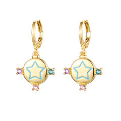 Unique evil eye hamsa hand huggie earrings