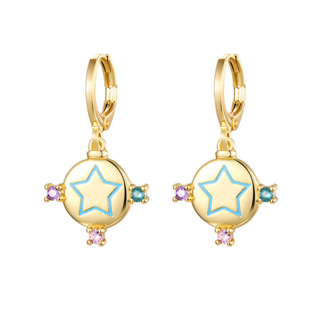 Unique evil eye hamsa hand huggie earrings