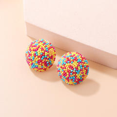 INS color seed beads semi circle ear studs
