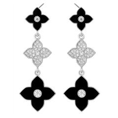 Classic color clover rhinestone dangle earrings