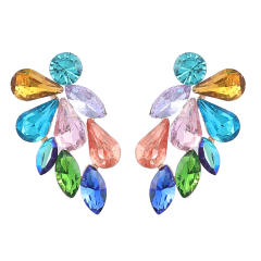 Glass crystal statement ear studs