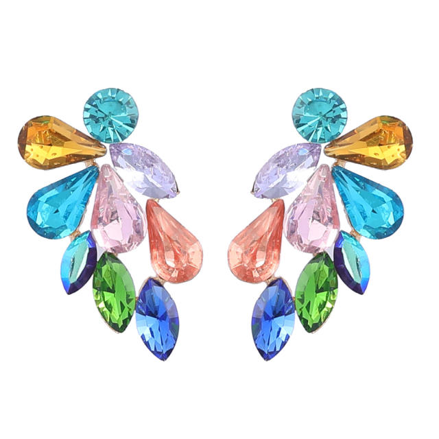 Glass crystal statement ear studs