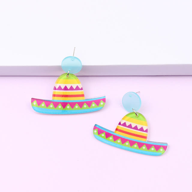 Personality color acrylic earrings