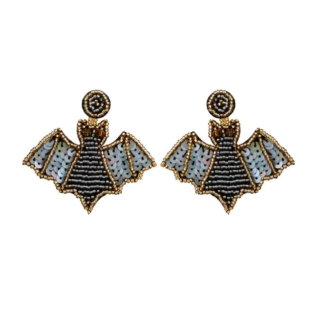 Punk design handmade beaded bat earrings