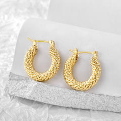Vintage twisted real gold plated huggie earrings