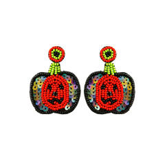 Handmade beaded pumkin earrings