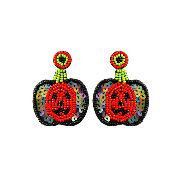 Handmade beaded pumkin earrings