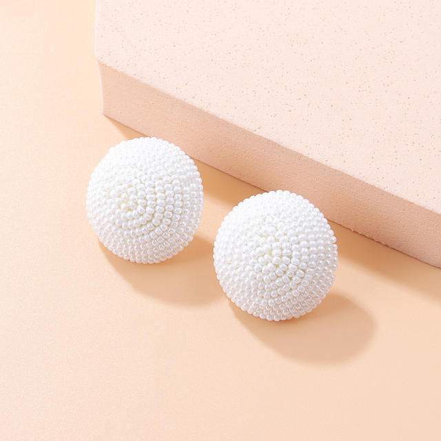 INS color seed beads semi circle ear studs