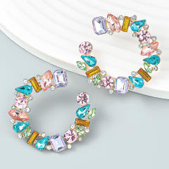 Luxury c shape rhinestone statement ear studs
