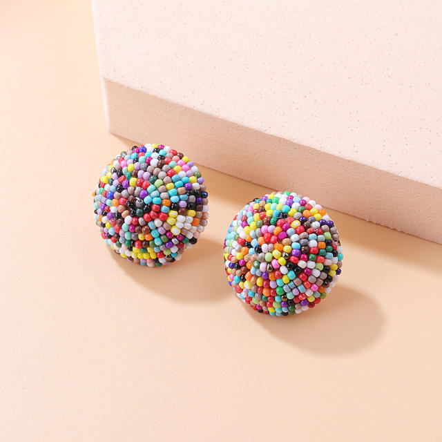 INS color seed beads semi circle ear studs