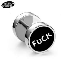 Pentagram titanium dumbbell black earings