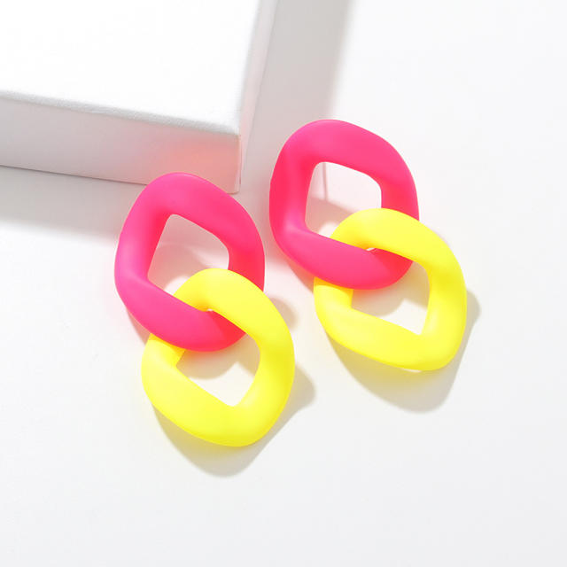 Personality candy color acrylic chain earrings