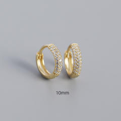 S925 three line cubic zircon huggie earrings