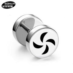 Pentagram titanium dumbbell black earings